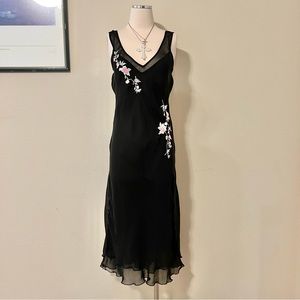 ❌SOLD❌ Delicates Embroidered Layered Semi Sheer Slip Midi Dress